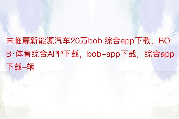未临蓐新能源汽车20万bob.综合app下载，BOB·体育综合APP下载，bob-app下载，综合app下载-辆