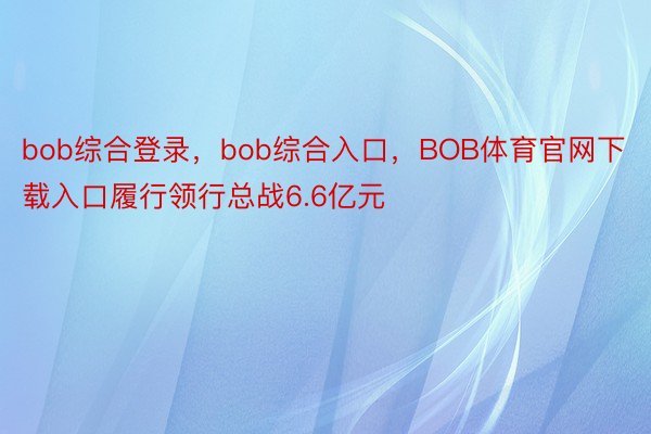 bob综合登录，bob综合入口，BOB体育官网下载入口履行领行总战6.6亿元